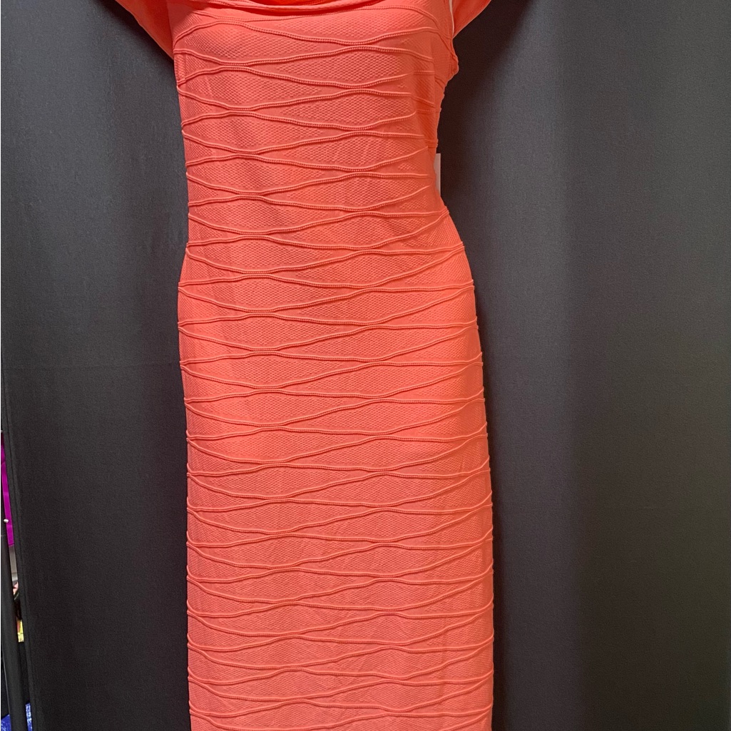 Elegant Coral Dress Off Shoulder